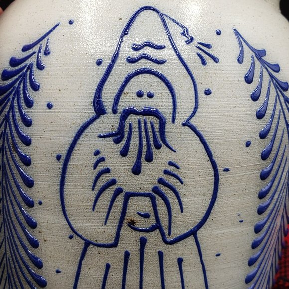SOLD Eldreth Pottery Vase Santa Blue Salt Glaze 8" Signed Dated 1990 - Picture 5 of 12